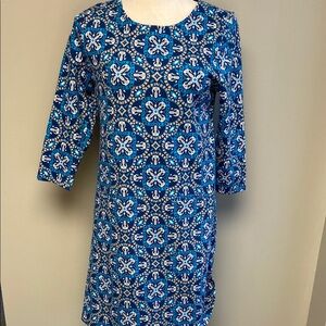 NWT All For Color Blue Geometric Floral Print Shift Dress – Size M